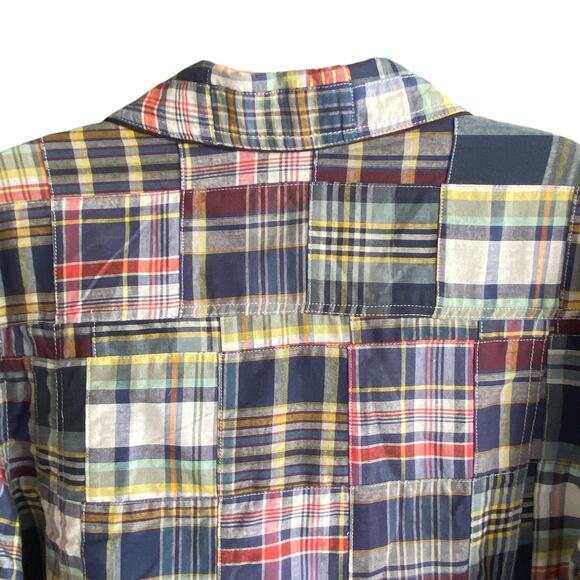 CHRISTOPHER & BANKS Madras Blazer Jacket M Preppy Patchwork Academia Classic - Picture 10 of 11